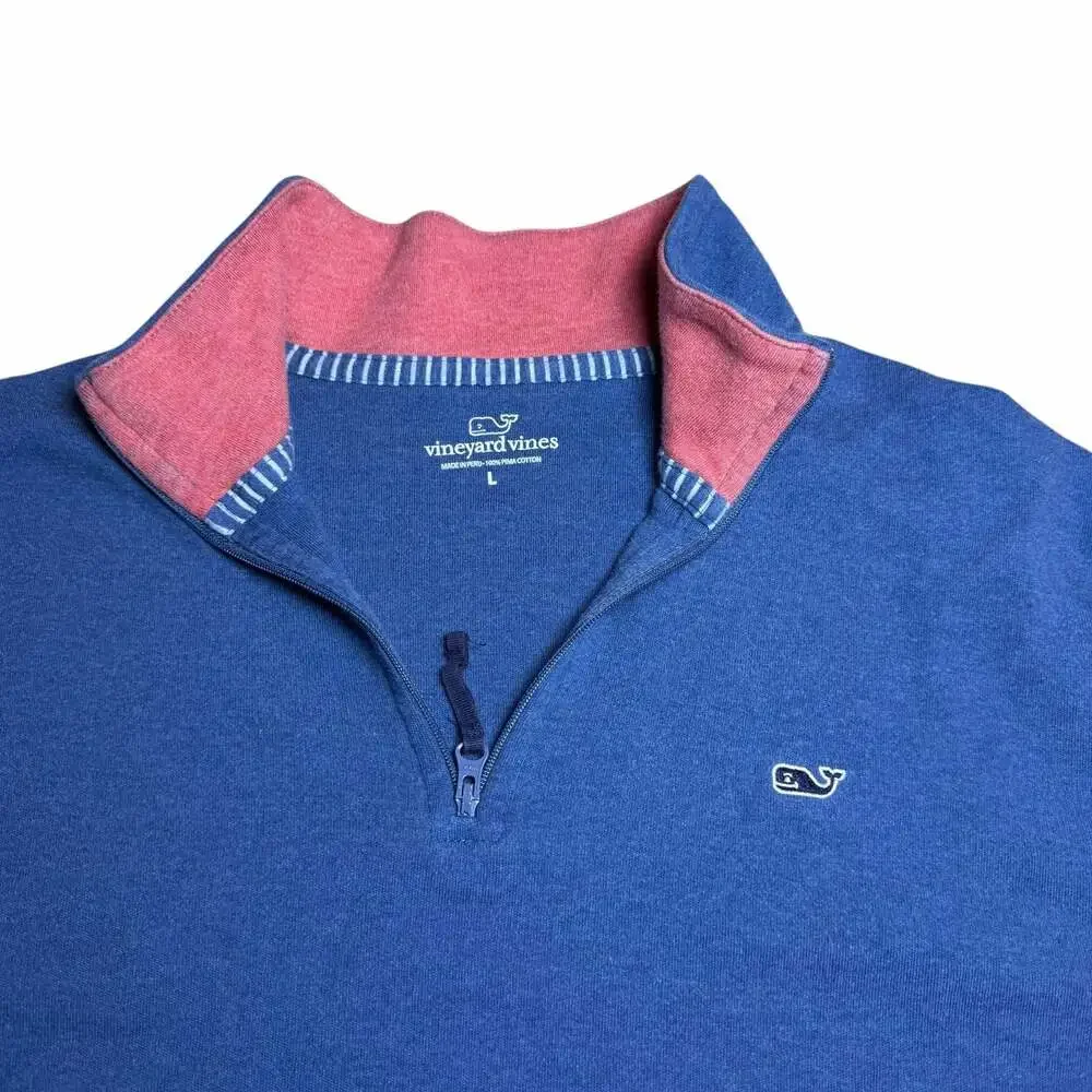 Vineyard Vines Men's 1/4-Zip Pima Cotton Pullover Sweatshirt Blue Size Large